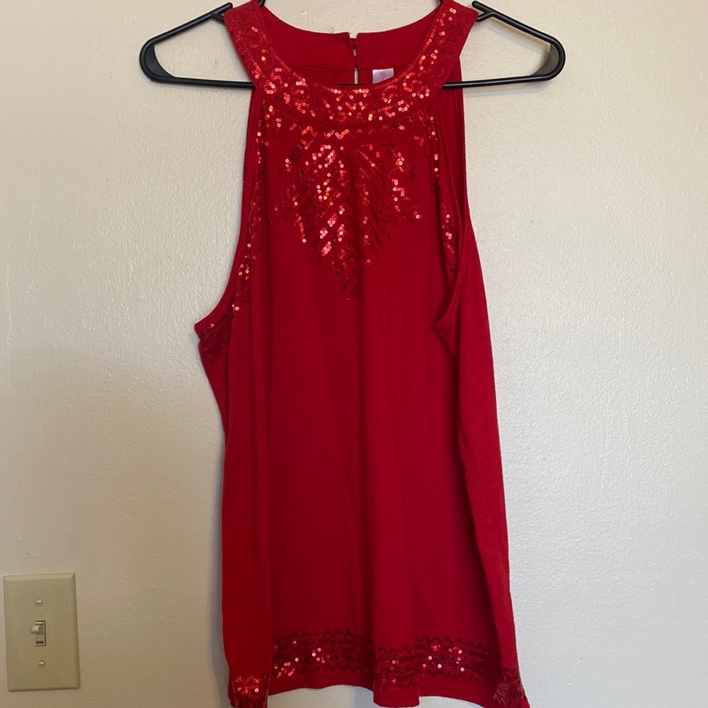 Red sequins top